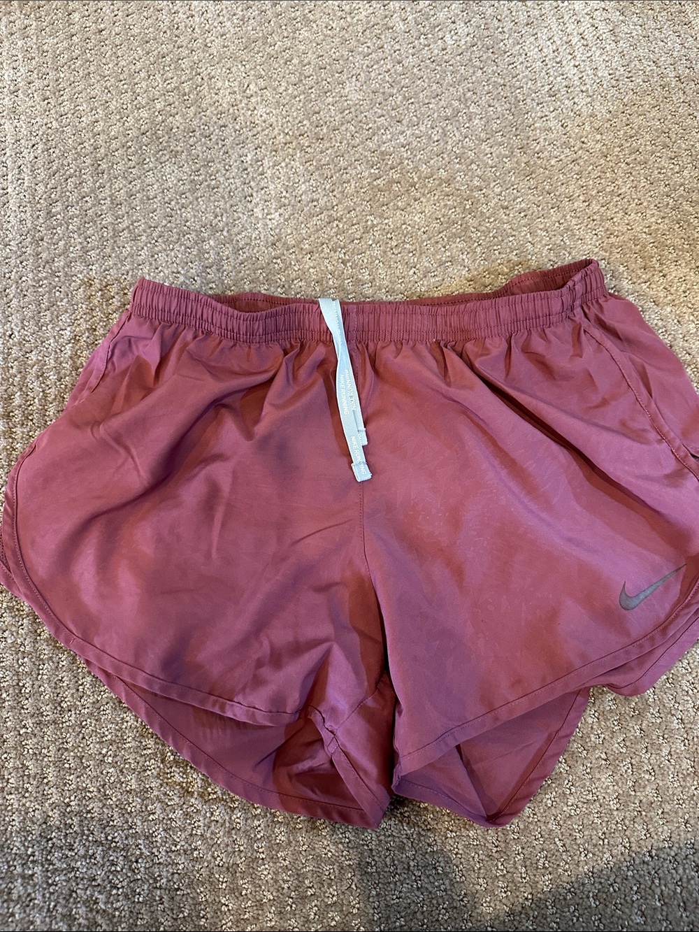 Nike Women’s Dusty Rose Running Shorts with White Drawstring